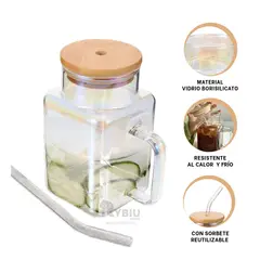 GENERICO - Vasija Portatil en Transparente 500ml Y+Banderitas Adhesivas