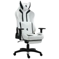 DREIZT - Silla Gamer Devil Series Blanco Pro180° Reclinable Con Posapies