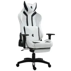 DREIZT - Silla Gamer Devil Series Blanco Pro180° Reclinable Con Posapies