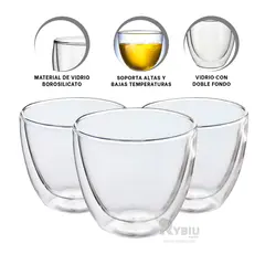 RYBIU IMPORT - Taza Duro de 450ML en Doble Capa Y+Regalo Ligas para Peinar