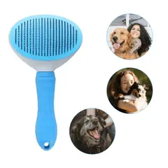 OEM - Peine Cepillo para Mascotas con Botón Removedor - Azul