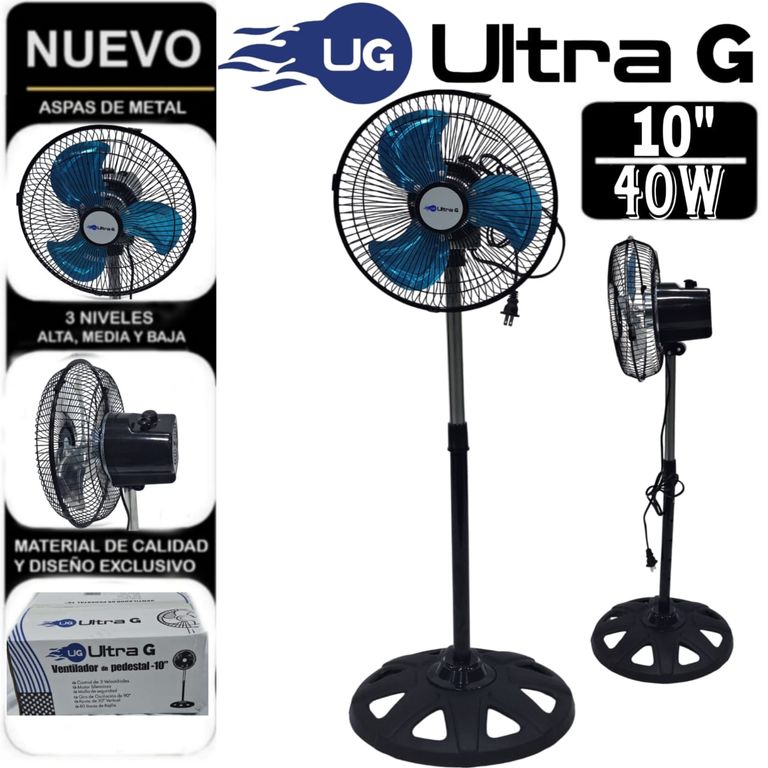 Ventilador Pedestal chiquito de 10 Negro 40W ULTRA G