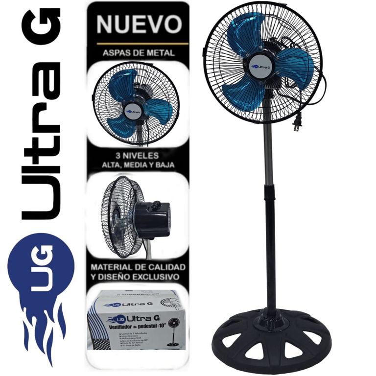 Ventilador Pedestal chiquito de 10 Negro 40W ULTRA G