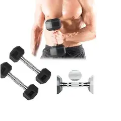 GENERICO - Par Mancuernas Hexagonales 5 kg Pesas de Goma x 2