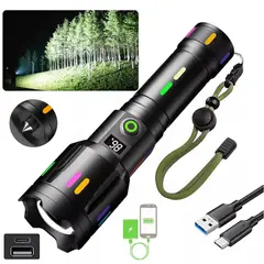 GENERICO - Linterna potente Táctica recargable C Martillo Emergencia zoom 2000m