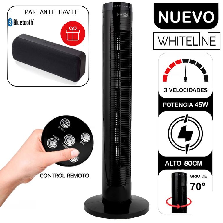 Ventilador de Torre con Control 45 Watts +Parlante