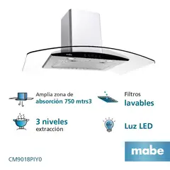 MABE - Campana de Pared 90 cm 3 Velocidades Inox - CM9018PIY0