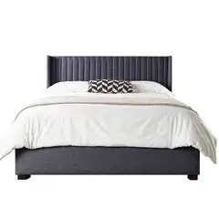 GENERICO - Cama Tapizada Panel Gris Oscuro Queen