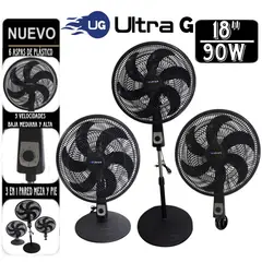 UG ULTRA G - Ventilador 3 en 1 Silencioso de 18"pulgadas NEGRO ULTRA G