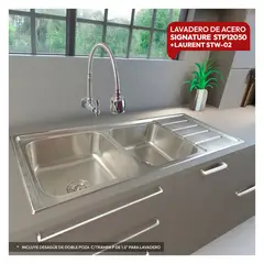 STONE - COMBO DE ACERO STP12050 + GRIFERIA GANSO