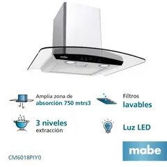 MABE - Campana de Pared 60 cm 3 Velocidades Inox CM6018PIY0