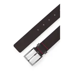 HUGO BOSS - Hugo - Correa de piel con costuras rojas y hebilla