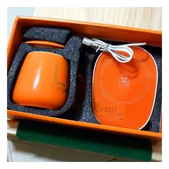 RYBIU IMPORT - Set Ceramicado en Tono Naranja Y+Papel de Regalo