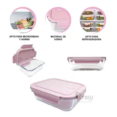 RYBIU IMPORT - Taper para Almacenar de Color Rosado 410ml Y+Papel de Regalo