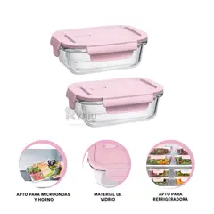 GENERICO - Taper con Ajuste Hermetico en Rosado 410ml Y+Regalo Stickers