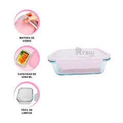 GENERICO - Taper con Ajuste Hermetico Rosado 1040ml Y+Regalo Stickers