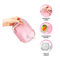 GENERICO - Taper Seguro para Comida Rosado 1040ml Y+Papel de Regalo