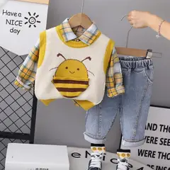 GENERICO - ROPA CONJUNTO PARA NIÑO DE ABEJITA DE 3 PIEZAS