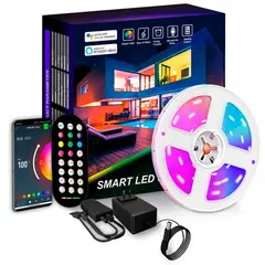 VARIOS - Tira de Luces Gamer Smart 10m Compatible Alexa Google Control Remoto
