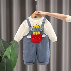 GENERICO - OVEROLL DE NIÑO DE PAPITAS FRITAS DE 2 PIEZAS -JUMPER Y POLERA