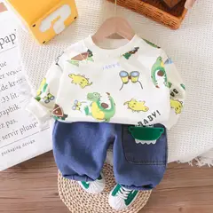 GENERICO - CONJUNTO PARA NIÑO DINOSAURIO - POLERA Y PANTALON