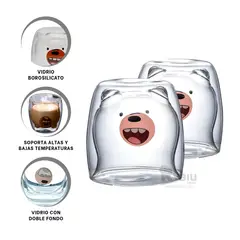 GENERICO - Taza Util de Doble Capa Transparente Y+Banderitas Adhesivas