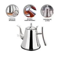 RYBIU IMPORT - Tetera Bonita y Eficaz de 2L Plateada Y+Gift Stickers