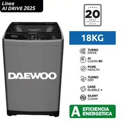 DAEWOO - Lavadora 18KG AI Drive Lavado Inteligente