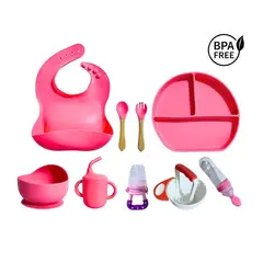 GENERICO - Kit de alimentación Modelo Circular color fucsia 9 piezas