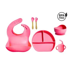 GENERICO - Kit de alimentación Modelo Circular color fucsia 6 piezas