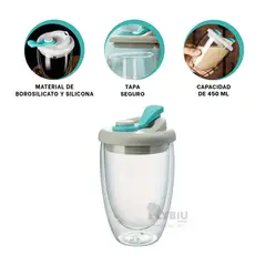 RYBIU IMPORT - Envase para Leche Celeste 450ml Y+Regalo Ligas para Peinar