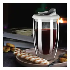 RYBIU IMPORT - Vaso de Infusiones Calientes Plomo 450ml Y+Papel de Regalo