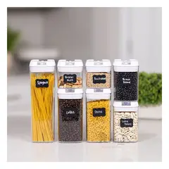 GENERICO - Recipientes de Comida Set de 7 Color Tapa Blanca