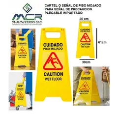 GENERICO - CARTEL O SEÑAL DE PISO MOJADO O SEÑAL DE PRECAUCION PLEGABLE x20UND