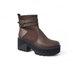 GENERICO - Botin Mujer Yomar Casual Doscorreas Taco 7 Cm Marron