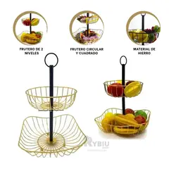 RYBIU IMPORT - Cestas para Mantener Frutas Frescas Dorado Y+Regalo Stickers