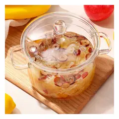 RYBIU IMPORT - Olla Caserola con Tapa de Borosiliocato 1500ML Transparente