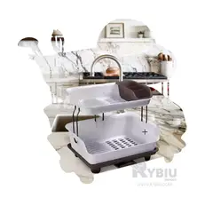 RYBIU IMPORT - Secador Espacioso y Util de Platos Marron Y+Gift Stickers