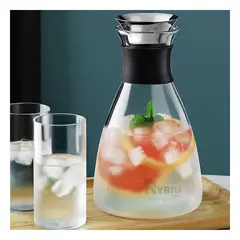 GENERICO - Jarra de Vidrio 1600 ML con Tapa de Acero Y+Regalo Agendita