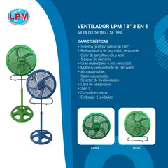 LPM - Ventilador Lateral 18" 100W Caja x 2 uni FS-45 - AZUL & VERDE