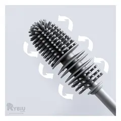 RYBIU IMPORT - Cepillo de Silicona para Limpieza Botellas en Color Plomo