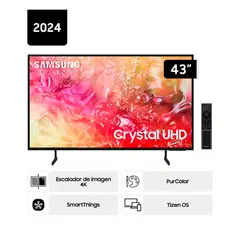 SAMSUNG - Televisor 43 Crystal UHD 4K Smart TV Tizen UN43DU7000GXPE