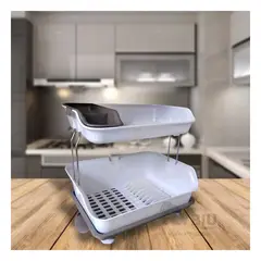 GENERICO - Escurridor de Vajilla de 2 Niveles Plastico Color Marron