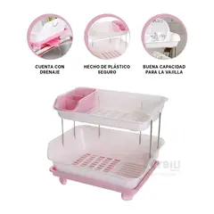 RYBIU IMPORT - Colador Secador para Platos 2N Rosado Y+Post-it Adhesivos