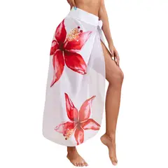 KAST PE - Salida playa Falda Larga Malva Estampado de Flores - Talla L