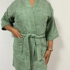 GENERICO - Salida de baño de 380 gramos - L - Verde olivo