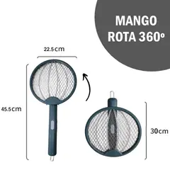 GENERICO - Raqueta eléctrica matamoscas 180º con luz - 46 x 23 cm