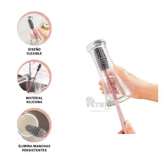 GENERICO - Escobilla de Facil Uso en Silicona de Rosado Y+Gift Stickers