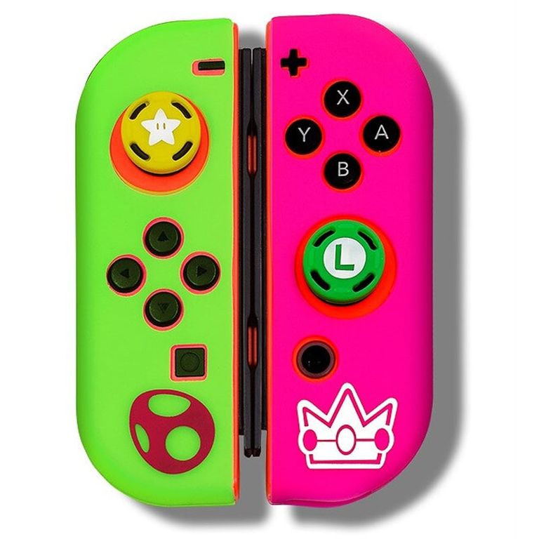 Funda para Joy Cons + 2 Grips para Nintendo Switch y Oled Protector