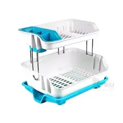 GENERICO - Escurridor de Vajilla de 2 Niveles Plastico Color Celeste